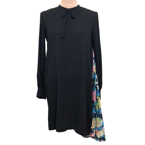 MSGM Floral Pleat Dress Size 38 IT US 2 Black - Picture 1 of 10